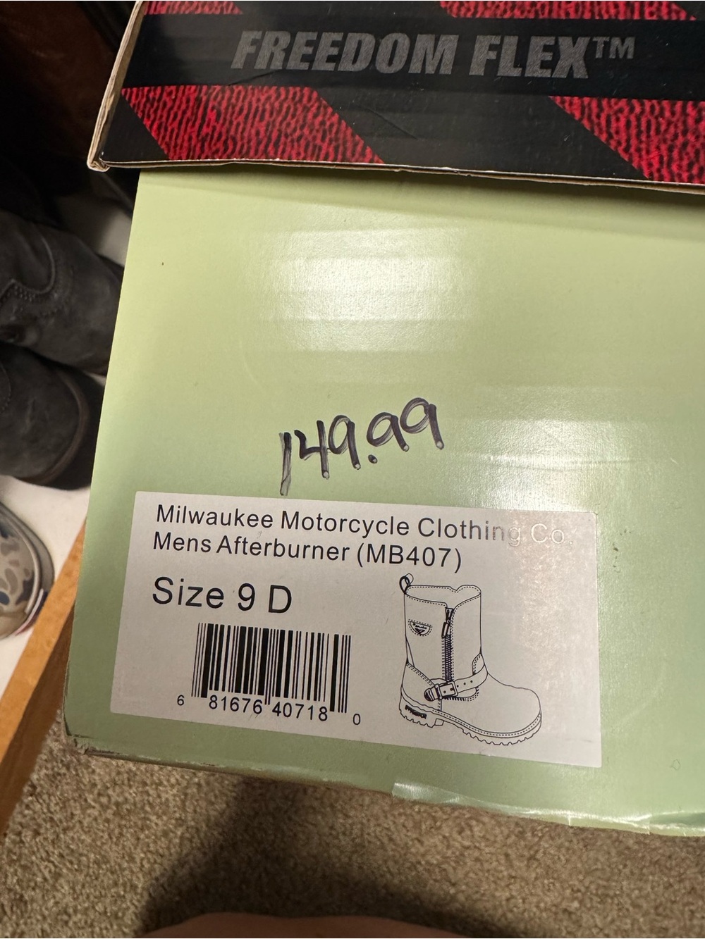 Milwaukee Motorcycle Clothing Co. Mens Afterburner Boots - Black - Size 9 D